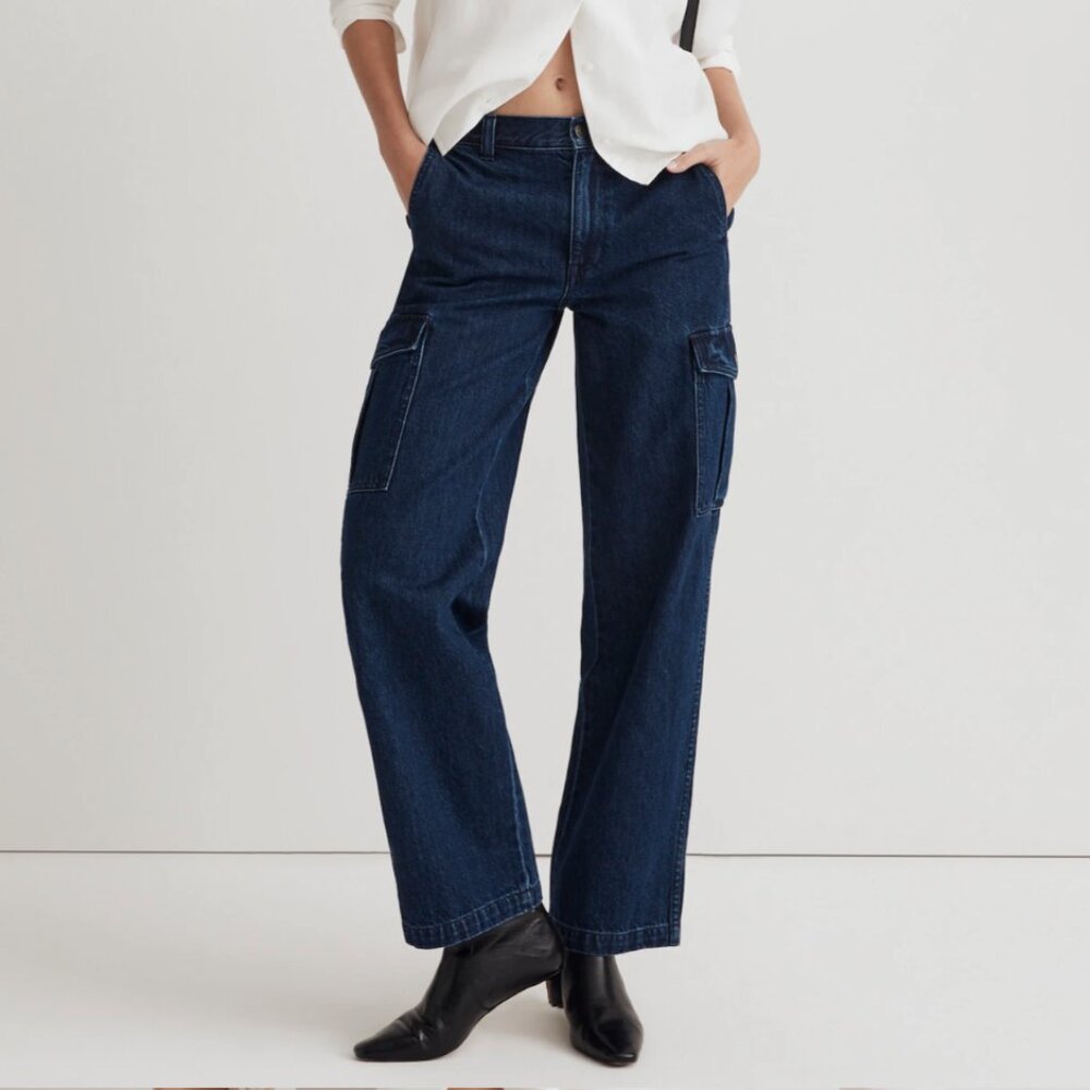 Madewell Low Slung Cargo Jeans in Martindale Wash Size 30